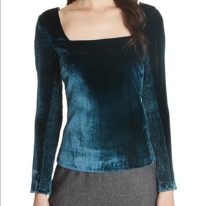 NET Rebecca Taylor Long Sleeve Velvet Smock Zipper Top Black and Size 4